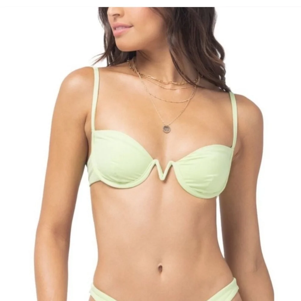 NWOT L*Space Nico Underwire Demi Bikini Swimsuit Top Mojito Green